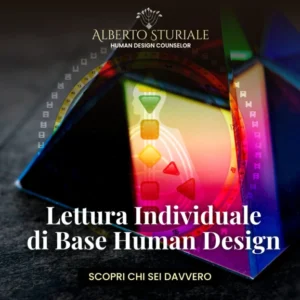 Copertina della Lettura Individuale di Base Human Design di Alberto Sturiale, con Rave Chart e prisma colorato