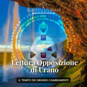 Copertina della Lettura dell’Opposizione di Urano Human Design, con cascata, Mandala e Rave Chart