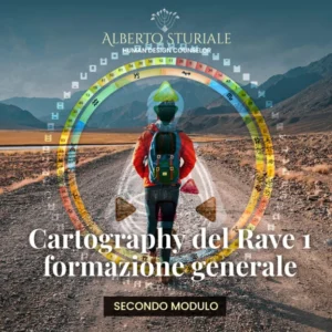 Cartography del Rave 1: persona con zaino su una strada, con il Mandala di Human Design